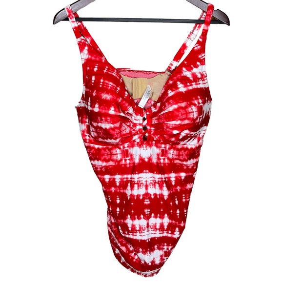 Cacique Swim Womens Swim By Cacique 4dd Red Swirl Tankini Bathing Suit Top Poshmark